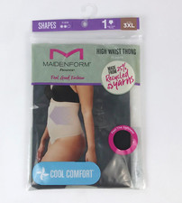 Maidenform Flexees Cool Comfort Firm Control High Waist Thong Black 3XL