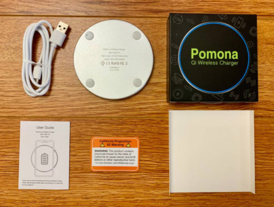 White Silver Pomona 15W Qi Wireless Phone Charger - Samsung iPhone LG Universal