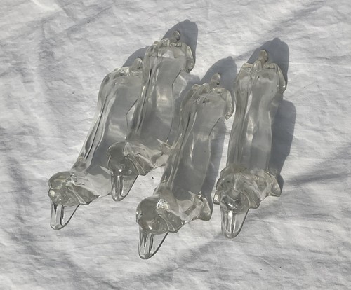 4 VINTAGE PLASTIC SAUSAGE DOG DACHSHUND CUTLERY REST TABLE FRENCH RESTS European - Picture 3 of 12
