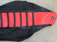 FLU DESIGNS Black & Yellow Ribbed Gripper Seat Cover For Suzuki RM125 RM250 (1996-2000) – Durable Motocross Seat Cover