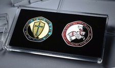 Pair of Knights Templar Commemoratives in 50p Coin Display Case. Enamel. Masonic
