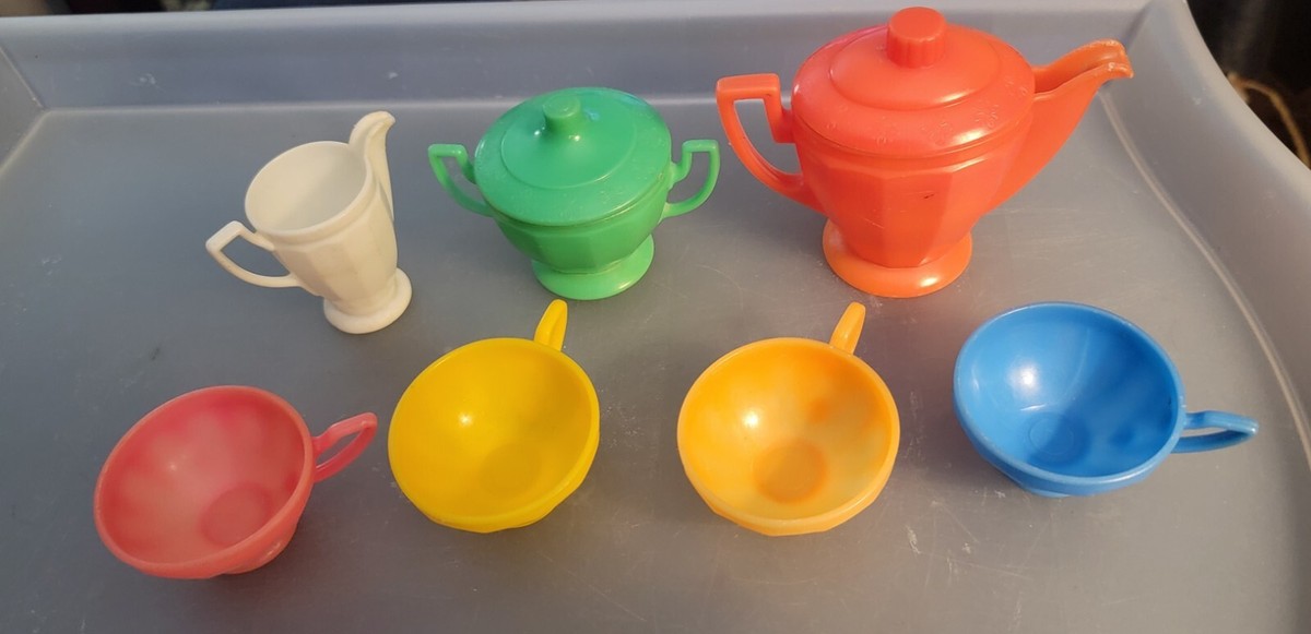 Blue Box' Vintage Childs Plastic Tea Set Lot Of 7 Pieces, Rare | eBay
