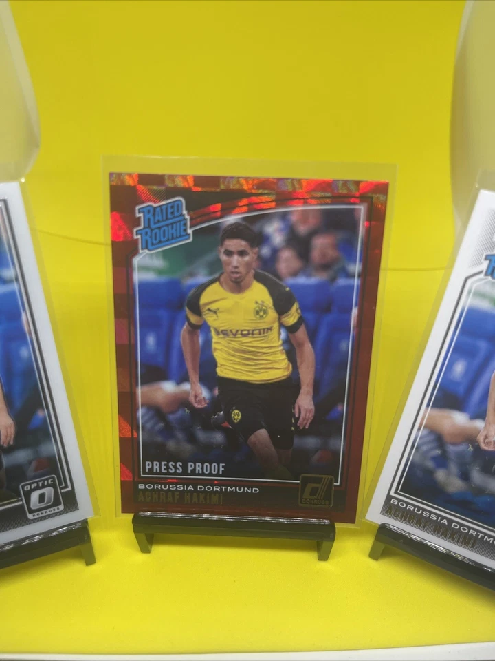 2018-19 Panini Donruss ACHRAF HAKIMI novato prueba de prensa rojo #181 + óptica + base Foto 2 de 4