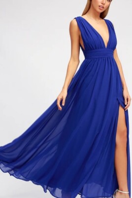 heavenly hues royal blue maxi dress Lulus Small New adhesive bra