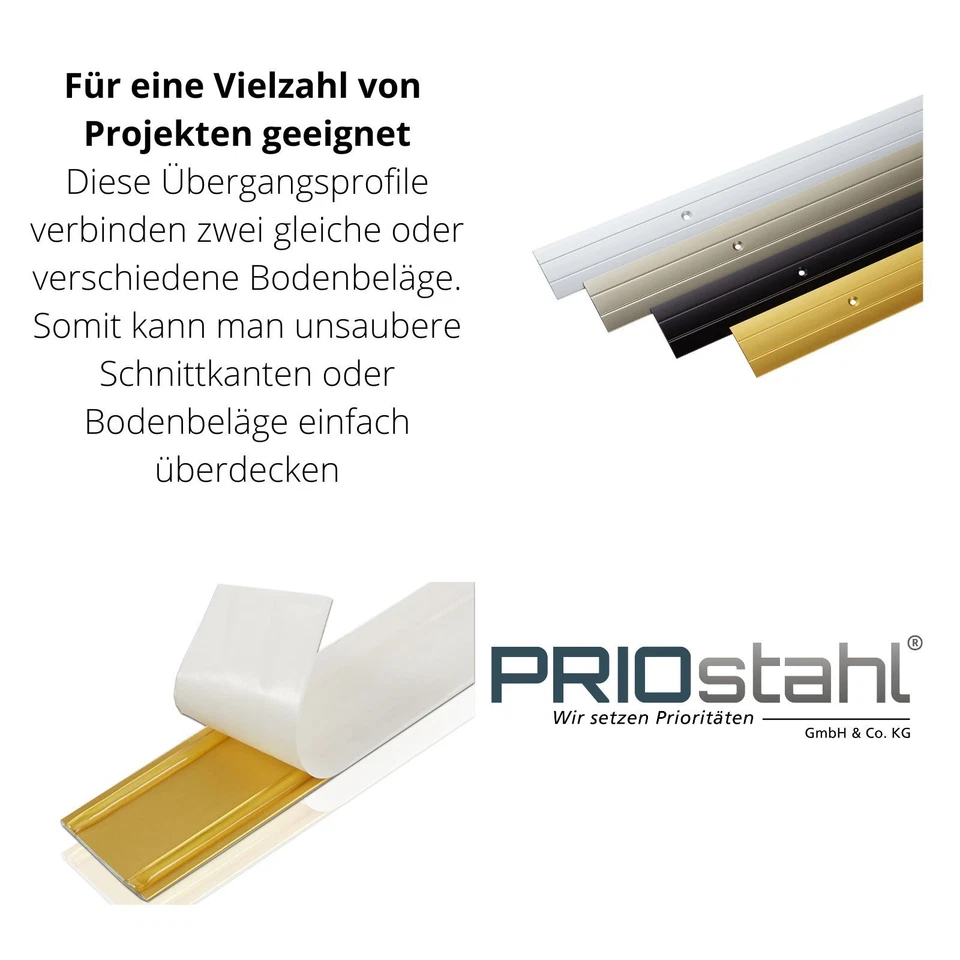 Alu Übergangsprofil selbstklebende Leiste Abdeckleiste für Fugen Treppenprofil - Bild 2 von 2