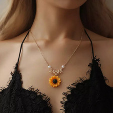 Sunflower Necklace Gold Silver Boho Pendant Chain Summer Clavicle Earrings New