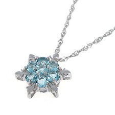 Frozen Princess Elsa Snowflake Blue Crystal Necklace in 925 Sterling Silver