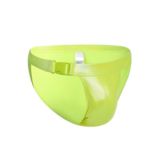 Para Hombres Sexy Wetlook Láser Imitación Cuero Hebilla Pinzas Calzoncillos Natación Parte Inferior Ropa Interior - Imagen 13 de 31