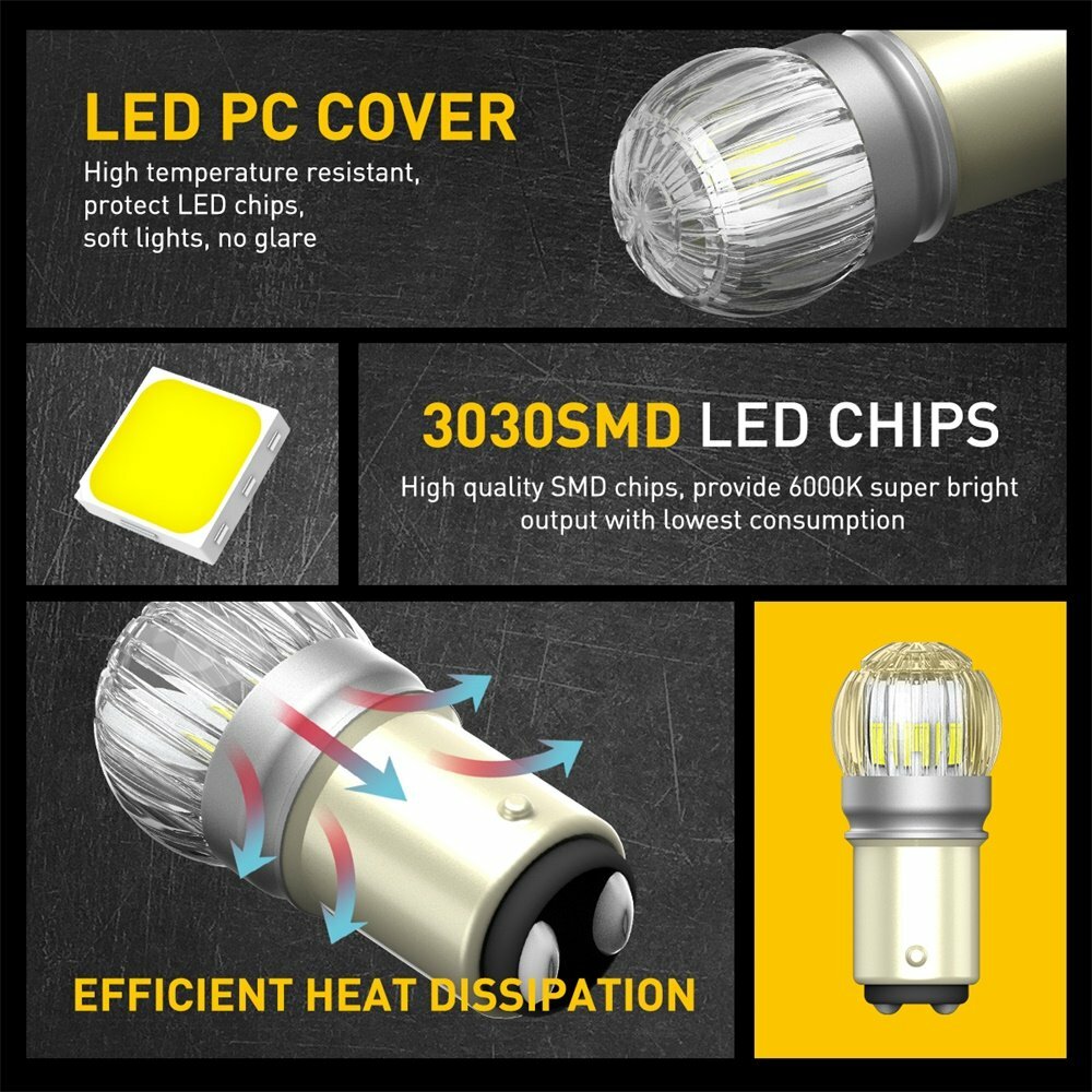 2x Super Bright 1157 LED White Turn Signal Parking Light Bulb