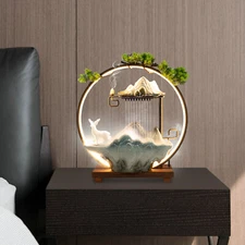 Indoor Tabletop Waterfall Mist LED Lamp Rockery Water Fountain Home Decoration