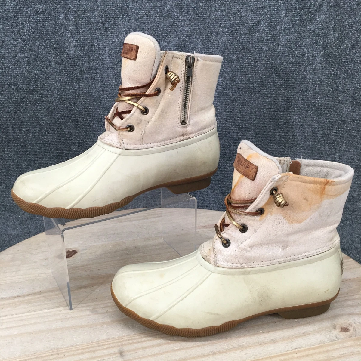 Beige sperry outlet duck boots