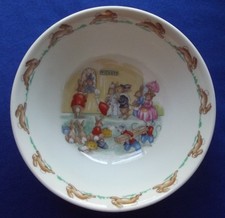 ROYAL DOULTON BUNNYKINS COUPE CEREAL BOWL "TICKET QUEUE" 1936