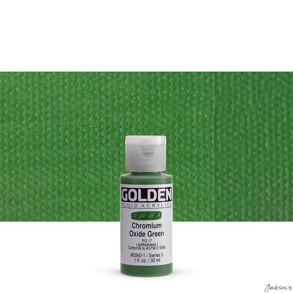 Golden Fluid Acrylic Paint Bottle 30ml 1oz Chromium Oxide Green For Art Craft