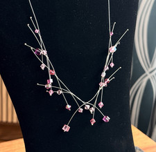 925 Sterling Pink Crystal Floating Illusion N...
