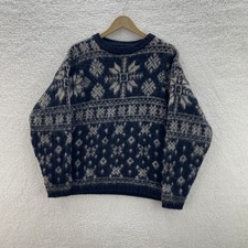 VTG Woolrich Sweater Womens M Wool Fair Isle Snowflake Nordic Fisherman USA Made