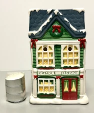 Yankee Candle Shoppe Ceramic Christmas Village Candle Tea Light Holder NEW