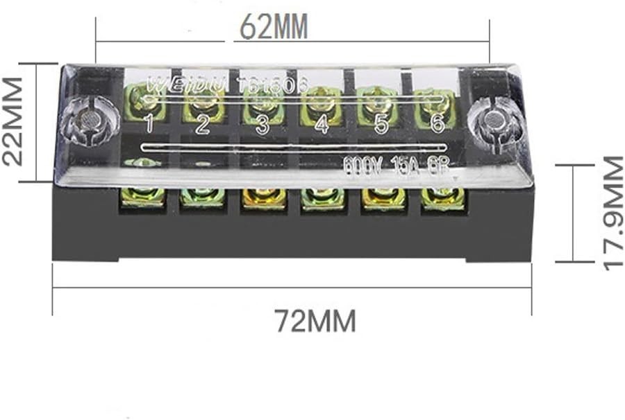 ZOOKOTO 600V 15A 2pcs 6 Position Double Row Wire 6P, 6P 