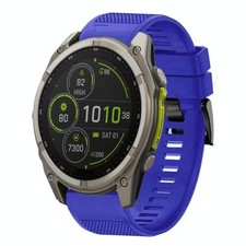 For Garmin Fenix 8 MIP 51mm Quick Release 26mm Silicone Strap Dark Blue