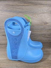 CROCS Girls Handle It Rain Boots Size J3 New. Blue Glitter