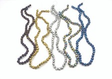 Choose Color Strand 6mm Flat Round Faceted Glass Beads Electroplated Metallic