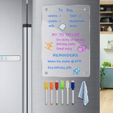 Acrylic Magnetic Dry Erase Board for Fridge Clear 8"x12"