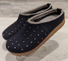 Haflinger Women's Grizzly Holly Wool Clog in Navy  Gray Pure New Wool Size 42
