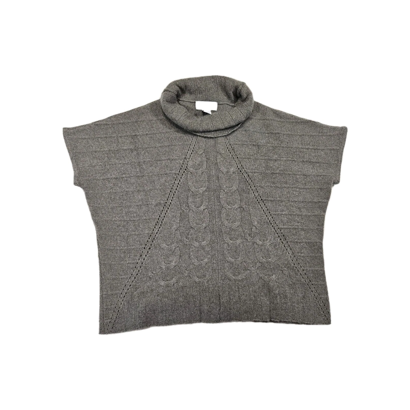 Design History Womens Medium Pure Cashmere Soft Gray Short Sleeve Poncho Cowl...