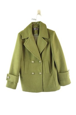 MARKS AND SPENCER Green Short Coat size Uk 14 Womens Wool Casual 023899