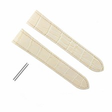 SCREW 24.5MM LEATHER BAND ALLIGATOR STRAP FOR CARTIER SANTOS 100 CHRONO XL BEIGE