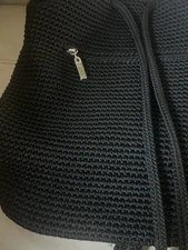 The Sak Dylan Black Boho Knit Crochet Backpack Purse