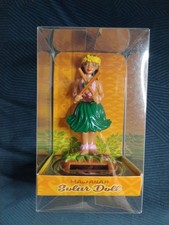 HAWAIIAN SOLAR DOLL - Dashboard Hula Girl in Aqua Skirt with Puili Sticks - NIB