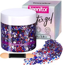 Patriotic 80g Glitter Gel in Red White Blue - Perfect for Independence Day