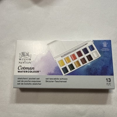   Winsor & Newton Cotman Watercolour Sketchers Pocket Set 13 Pieces w Brush NEW