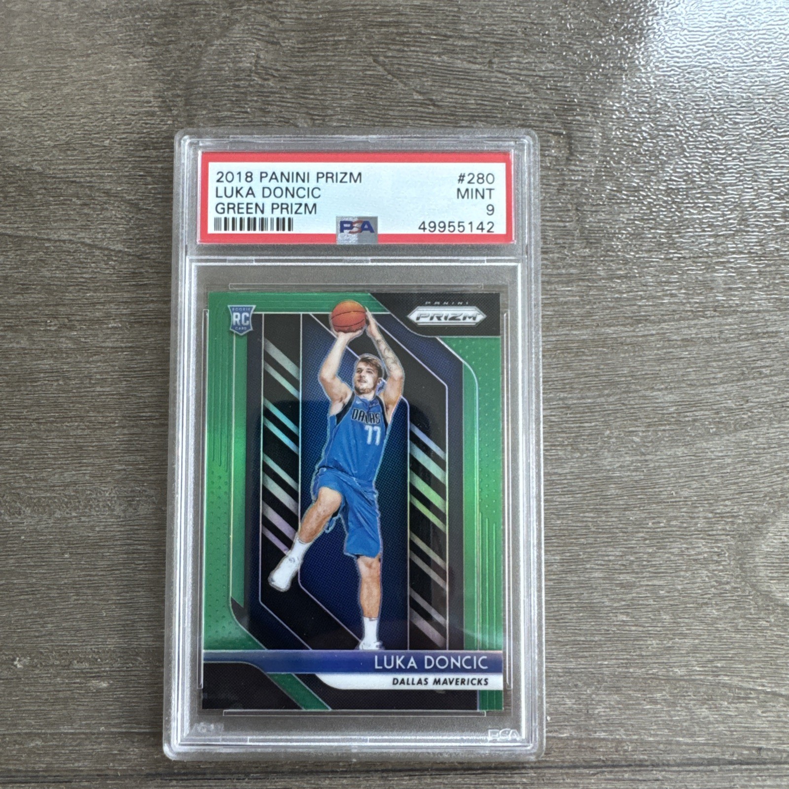 2018/19 Panini Prizm Luka Doncic Green Prizm #280 Rookie PSA 9