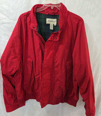 Eddie Bauer Vintage Harrington Red Jacket  With Green Plaid Lining Men's XXL/XXG