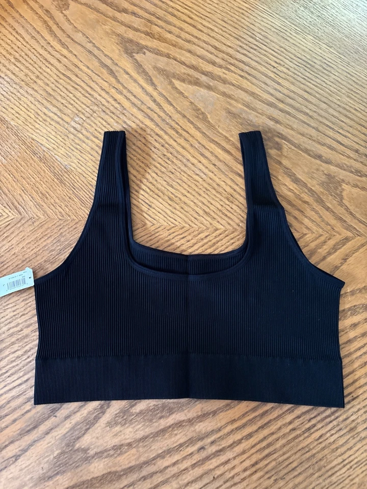 Sujetador inalámbrico GAP Body sin costuras acanalado Bralette Gap (negro) Talla: Grande Nuevo con etiquetas Foto 3 de 4