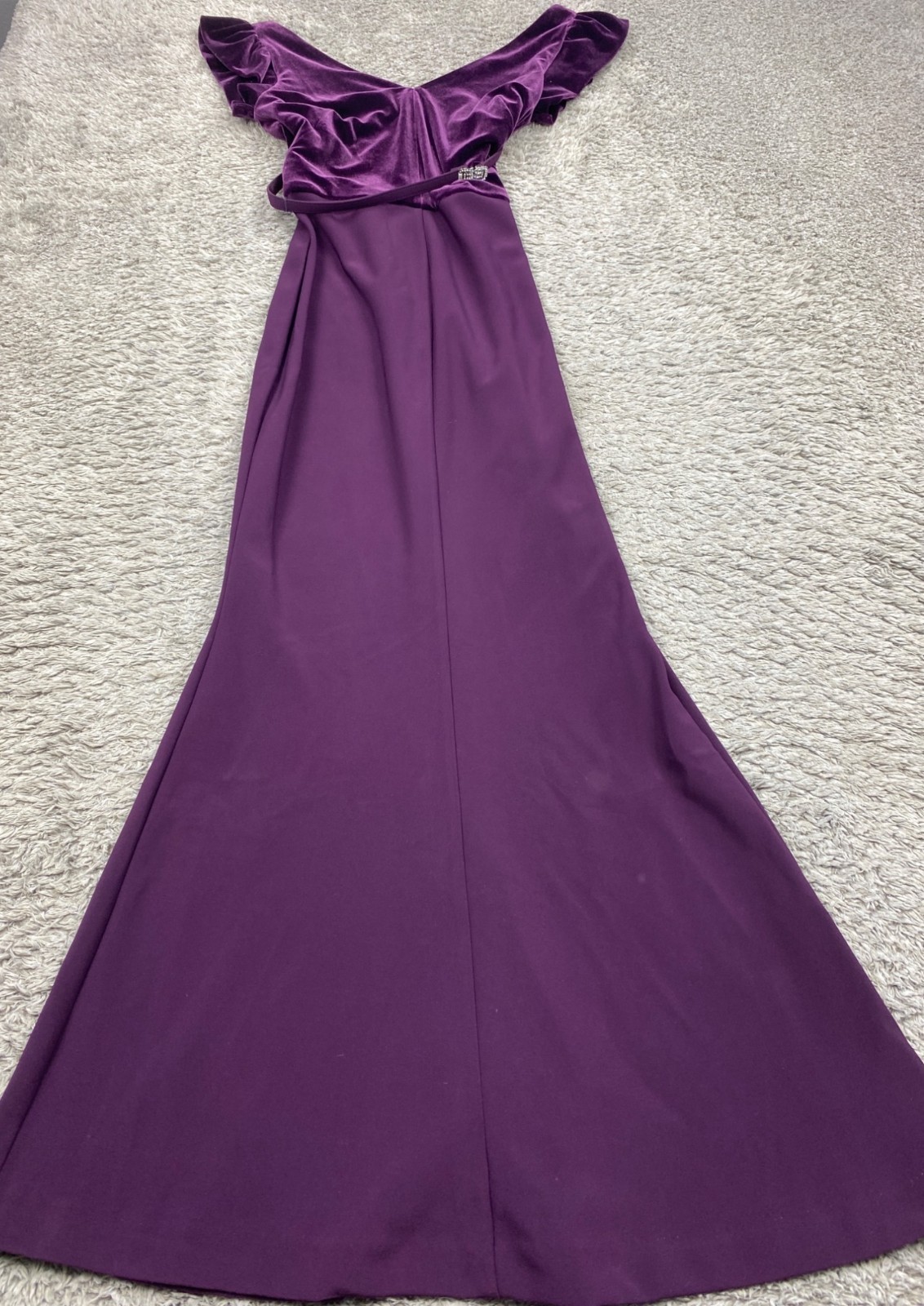 Ralph Lauren Dress Women 4 Velvet Smocked Off The Shoulder Maxi Evening Gown Y2K