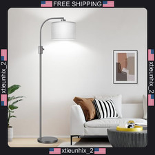 Modern Dimmable Floor Lamp with Gray Shade, 1200 Lumens LED Bulb Included