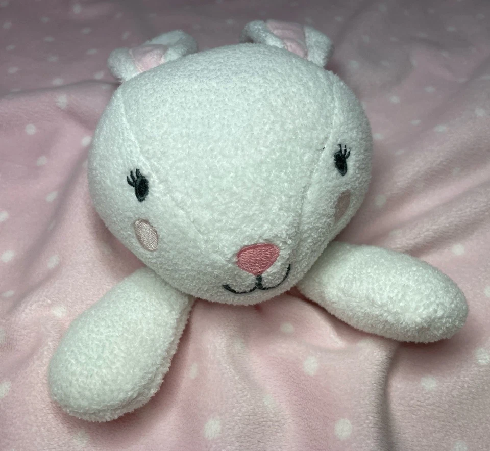 Manta de bebé Cloud Island rosa blanco conejito Lovey de gran tamaño XL ribete satinado *LEER* Foto 4 de 4