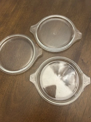 Pyrex 470-C Clear Glass Replacement Lids fits 471-473 Round Casserole tab handle
