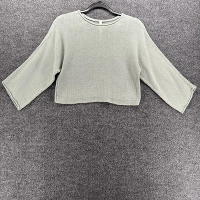 The Group Babaton Sweater Womens XS Green Cropped Boxy Cotton Knit Pullover Boho