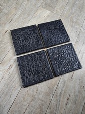 Black Faux Leather Placemats and Coasters Set of 4