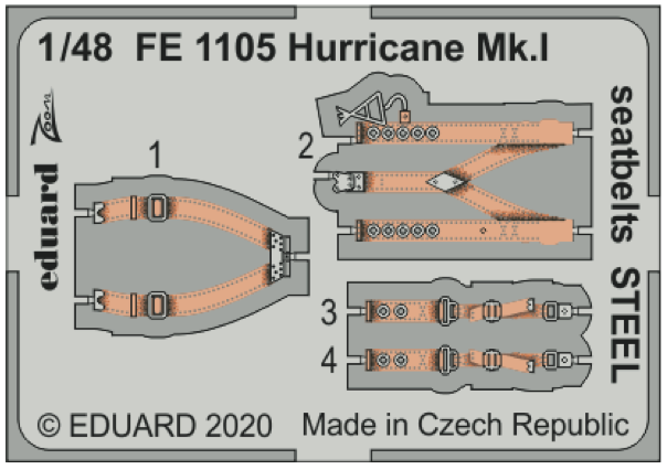 Eduard EDFE1105 1:48 Hawker Hurricane Mk.I seatbelts STEEL
