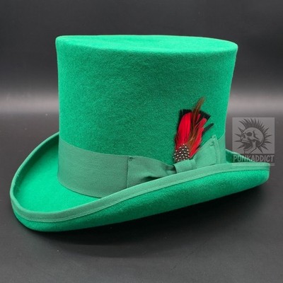 Top Hat Wool Felt Victorian Slash Mad Hatter Steampunk Rock Star Black Gray Red