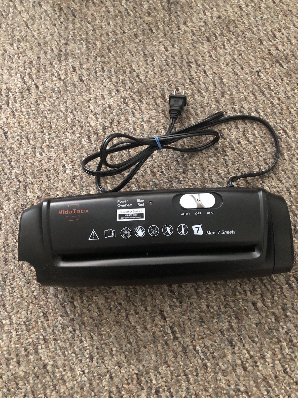 Paper Shredder Without Basket VidaTeco 7-Sheet Strip Cut Shr
