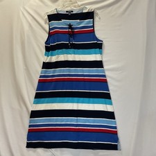 Chaps Sleeveless Knit Dress Red White Blue Stripe Sailor Nautical Size XL