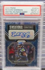 2022 Prizm Richard Sherman Navy Camo Prizm Autograph Auto #/25 PSA 8 10