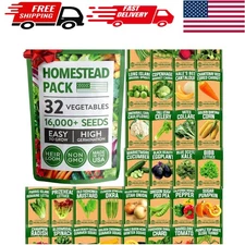 Complete 32-Pack Heirloom Seeds: 16,000+ Quality Seeds for -Round Harvesting