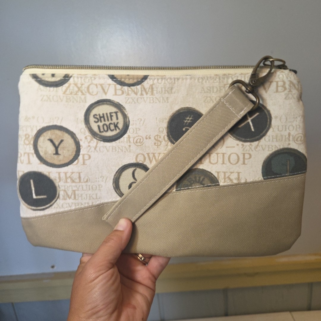 Typewriter Letters Shift Lock Canvas Wristlet Clu… - image 2