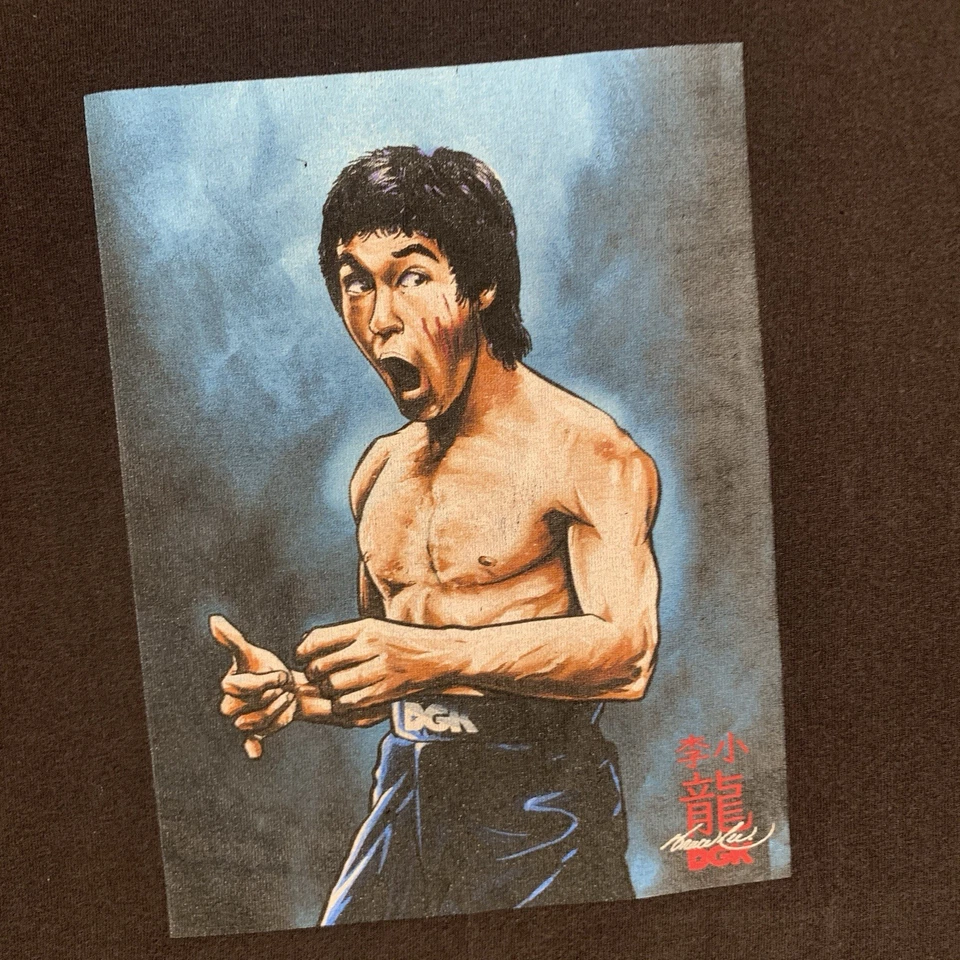 Брюс Ли X DGK футболка для взрослых XXL черный яростный графический быть воды мой друг выцветший - Изображение 2 из 4